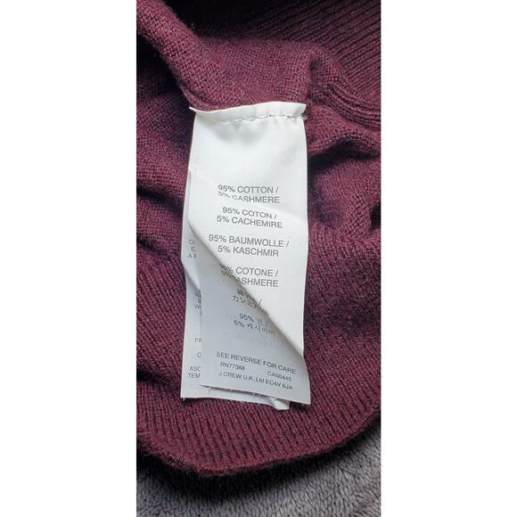J.Crew Sweater Men's Sz LT Burgundy V-Neck Cotton Cashmere Long Sleeve Pullover - Picture 7 of 10